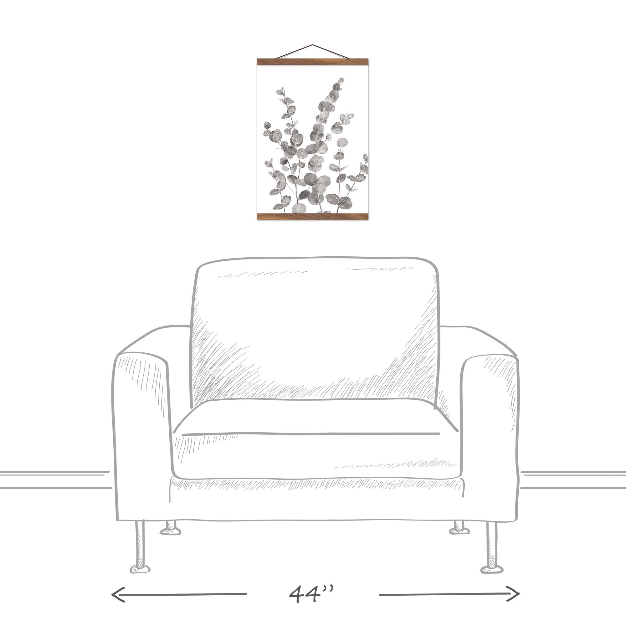 Gray & White Eucalyptus II Teak Hanging Canvas